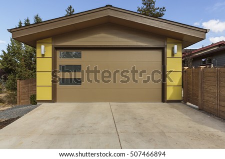 Garage Door Brown Windows Stock Photo Edit Now 507466894