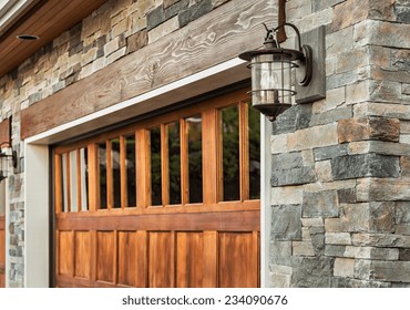 Garage Door Detail Of  Luxury Home Exterior 