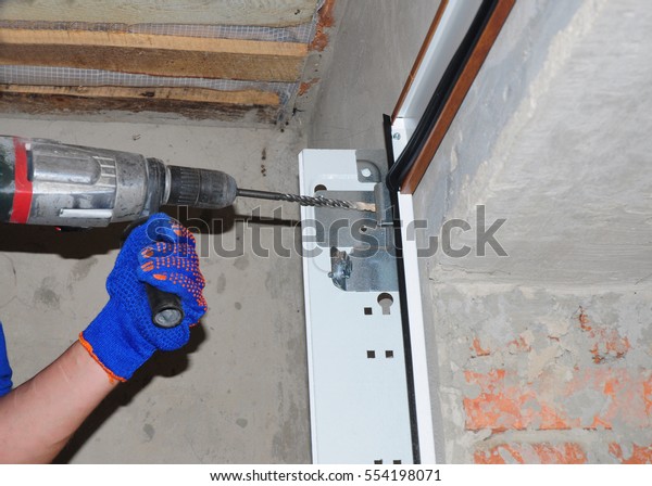 Garage Door Installation Replacement Install Garage Stock Photo