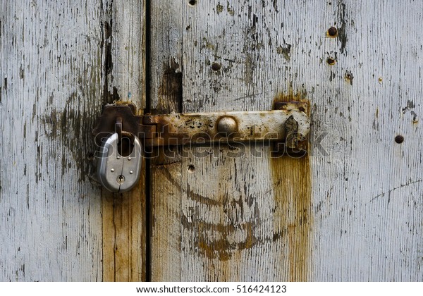 Garage Door Lock Fowey Cornwall Uk Stock Photo Edit Now