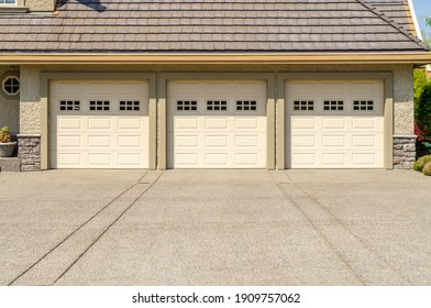 Garage Door In Luxury House In Vancouver, Canada.