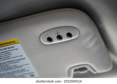 Garage Door Opener Built Into Sun Visor In A New Car