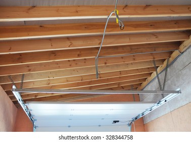 Garage Door Post Rail And Spring Installation Assembly And Garage Ceiling. The Most Important Parts Of Assembly. Spring Tension Lifts Garage Door That The Motor Does Not Have To Lift Entire Weight.