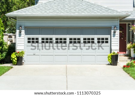 Garage door of residential house