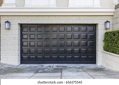 Garage door with a square pattern