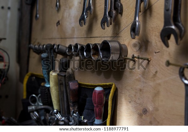 Garage works, tools and\
spare parts