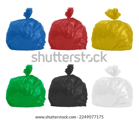 Garbage bags of different colors for separate collection.