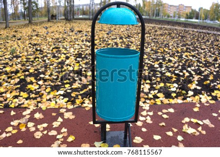 garbage bin background around the waste outside on the street against copy space residential classic old style