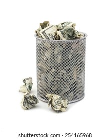 Garbage bin full of cash