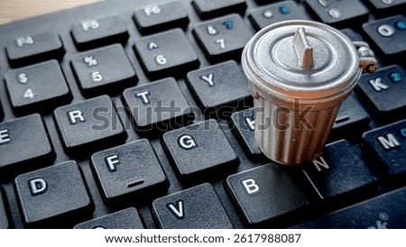 garbage bin on a computer keyboard