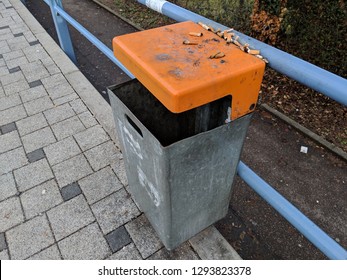 garbage can, cigarettes