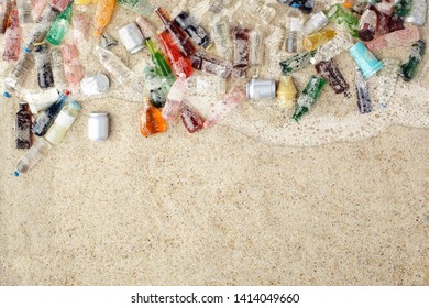 Garbage Collected On The Beach.Top View