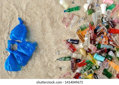 Garbage Collected On The Beach.Top View