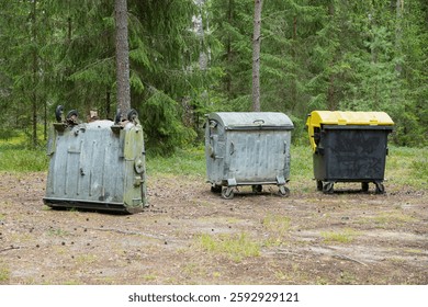 Garbage containers in the forest - keep forest clean in Lithuania
