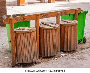 Garbage containers for sorting and separating waste. Urban ecology.
