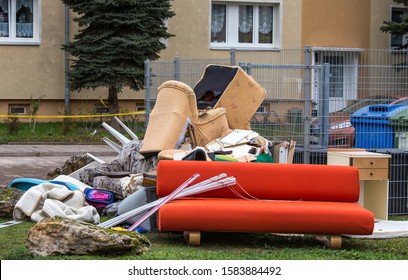 Garbage Dump With Used Broken Furniture.