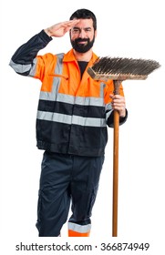 Garbage Man Saluting