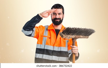 Garbage Man Saluting