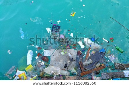 Garbage in the ocean sea 