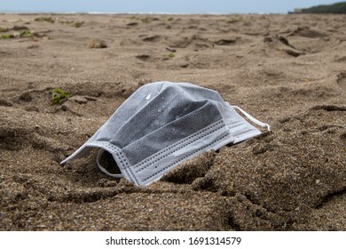 Garbage On A Seashore, Pacific Ocean, Asia, Facial Mask