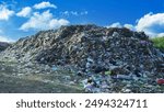 Garbage pile in landfill. Garbage pile in trash dump or landfill in Indonesia