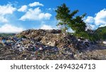 Garbage pile in landfill. Garbage pile in trash dump or landfill in Indonesia