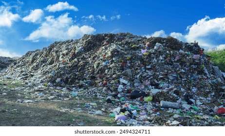 Garbage pile in landfill. Garbage pile in trash dump or landfill in Indonesia - Powered by Shutterstock