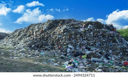 Garbage pile in landfill. Garbage pile in trash dump or landfill in Indonesia