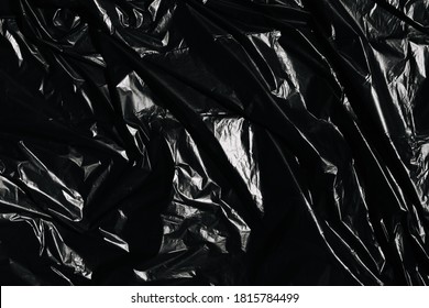 Garbage Plastic Bag Texture. Black Trash Bag.