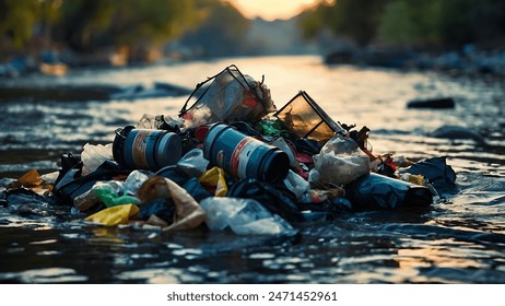 garbage in polluted rivers photo - Powered by Shutterstock