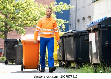 Garbage Removal Man Doing Trash And Rubbish Collection