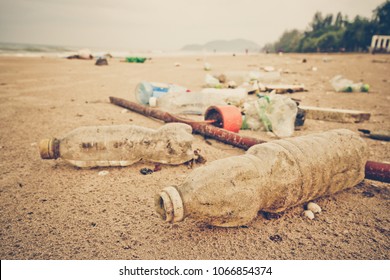 Garbage in the sea affecting marine lives / Environmental problem concept / World environment day