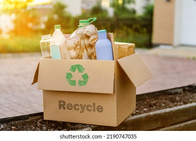 Garbage for sorting and recycling in a box. The concept of caring for the environment and ecology. High quality photo