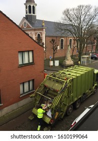 Garbage Truck Take The Garbage Outside View From The Window