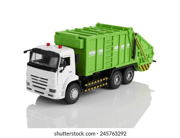 Garbage Truck Toy Isolated On A White Background 