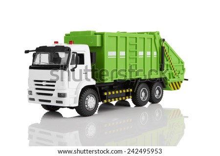 Garbage truck toy isolated on a white background