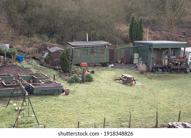 Garden Allotment Sheds. Raised Beds For Growing Vegetables.