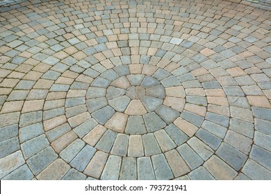 Garden Backyard circular Pattern brick stone pavers hardscape patio