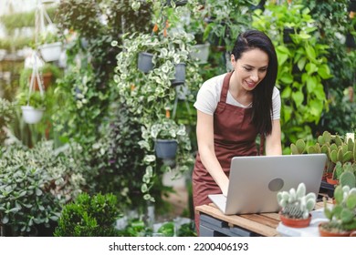 Garden Center Worker Using Laptop
