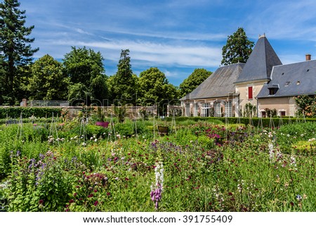 Garden of Cheverny Castle. Cheverny is located between Blois and Chambord and a few kilometers below Cheverny village, UNESCO World Heritage Site. 