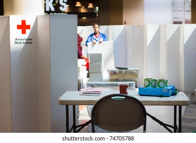 GARDEN CITY, NY - APRIL 3, 2011:  In The Wake Of The Devastation In Japan, American Red Cross Blood Drive For Disaster Relief In Garden City, New York In Roosevelt Field Mall.