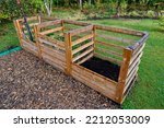 garden compost with three compartments in garden