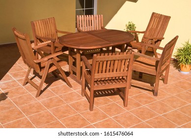 The Garden furniture by the house patio