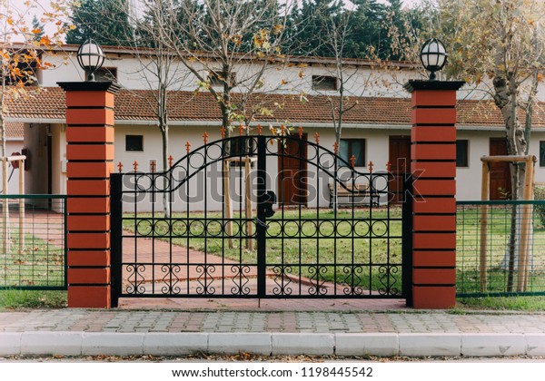 Garden Gate Path Openwork Leaf Steel Stock Photo Edit Now 1198445542