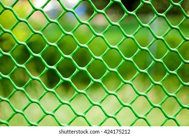 Garden Green Color Grid Fence Closeup