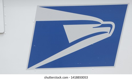 Garden Grove, California USA June 3, 2019 - United State Postal Service Logo On The USPS Vechicle.