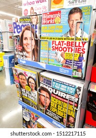 Garden Grove, California/United States - 09/20/2019: Several Tabloid Magazines Near The Checkout Aisle.