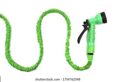 Garden Hose Watering Machine With Spray Gun Isolated On White