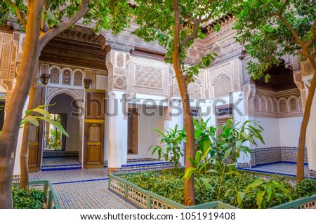 Garden of Marrakesh Bahia Palace in Marrakesh, Morocco.