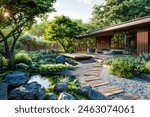 Garden with naturalistic design yard landscaping